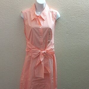Sleeveless Orange Gingham Dress